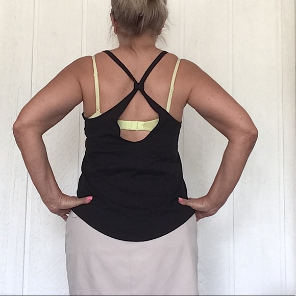 VICTORIAS SECRET PINK BLACK CROSS BACK TANK TOP SMALL - Picture 4 of 9